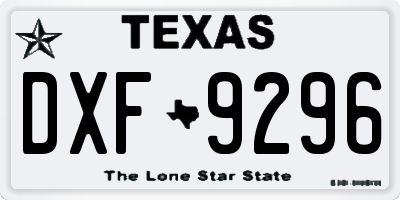 TX license plate DXF9296