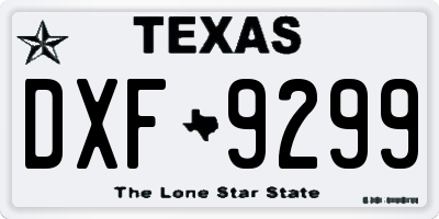 TX license plate DXF9299