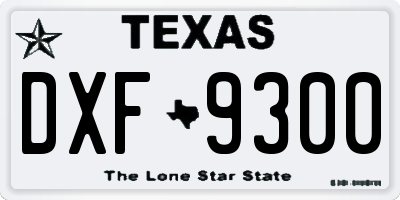TX license plate DXF9300