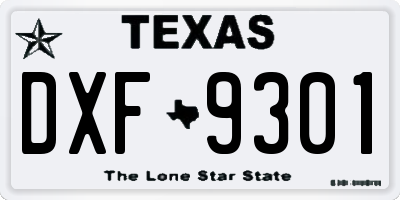 TX license plate DXF9301