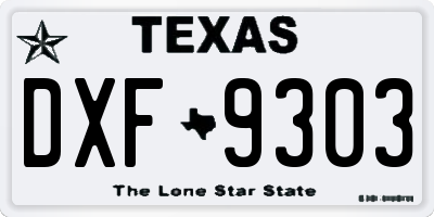 TX license plate DXF9303