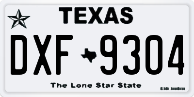 TX license plate DXF9304