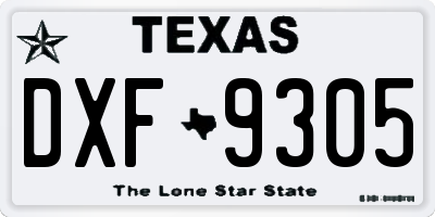 TX license plate DXF9305