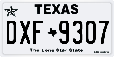 TX license plate DXF9307
