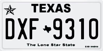 TX license plate DXF9310