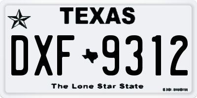 TX license plate DXF9312