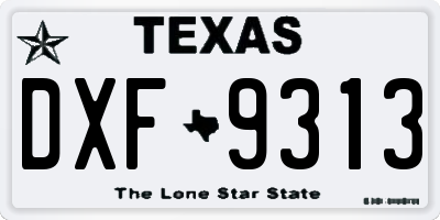 TX license plate DXF9313