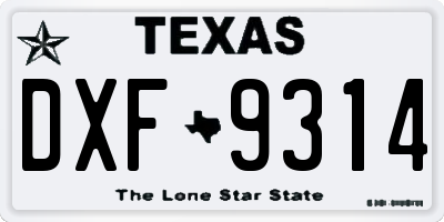 TX license plate DXF9314