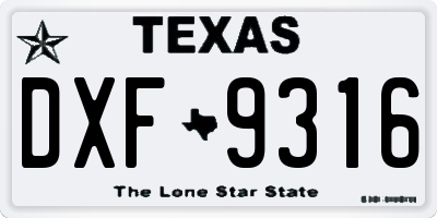 TX license plate DXF9316