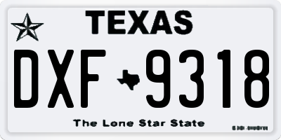 TX license plate DXF9318
