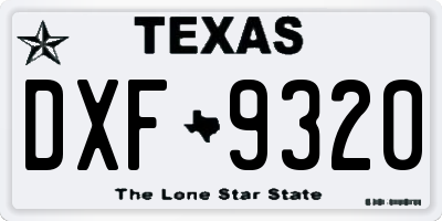 TX license plate DXF9320