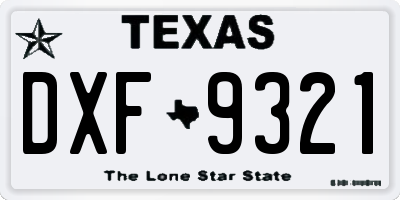 TX license plate DXF9321