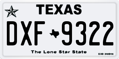 TX license plate DXF9322