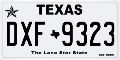 TX license plate DXF9323