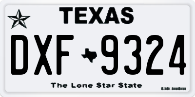 TX license plate DXF9324
