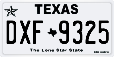 TX license plate DXF9325