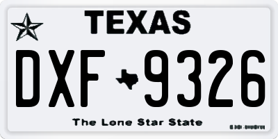 TX license plate DXF9326