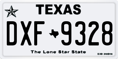 TX license plate DXF9328