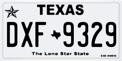 TX license plate DXF9329