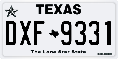 TX license plate DXF9331