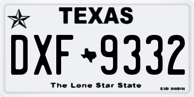 TX license plate DXF9332