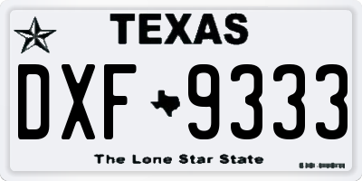 TX license plate DXF9333