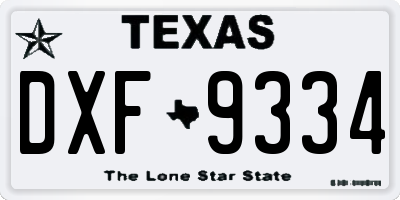 TX license plate DXF9334