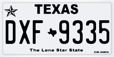 TX license plate DXF9335