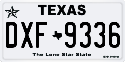 TX license plate DXF9336