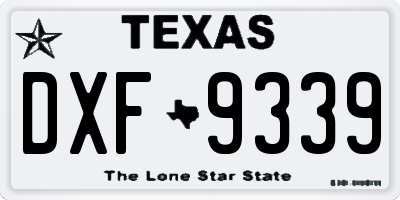TX license plate DXF9339