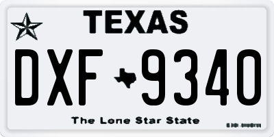 TX license plate DXF9340