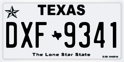 TX license plate DXF9341