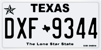 TX license plate DXF9344