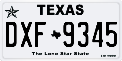 TX license plate DXF9345