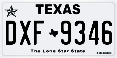TX license plate DXF9346