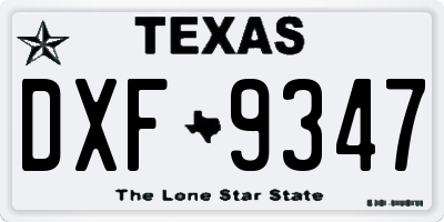 TX license plate DXF9347