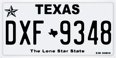 TX license plate DXF9348