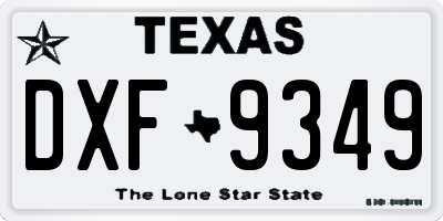 TX license plate DXF9349