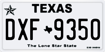 TX license plate DXF9350