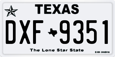 TX license plate DXF9351