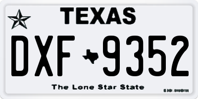 TX license plate DXF9352