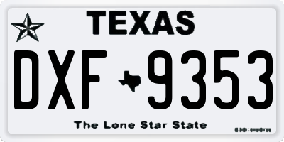 TX license plate DXF9353