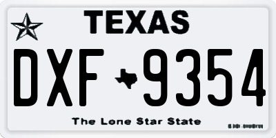 TX license plate DXF9354