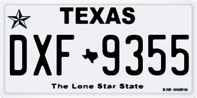 TX license plate DXF9355