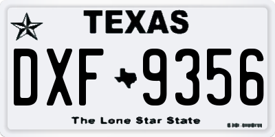 TX license plate DXF9356