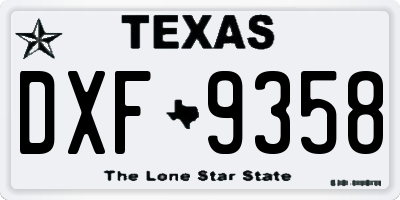 TX license plate DXF9358