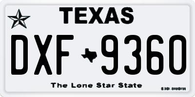 TX license plate DXF9360