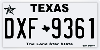 TX license plate DXF9361
