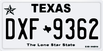 TX license plate DXF9362