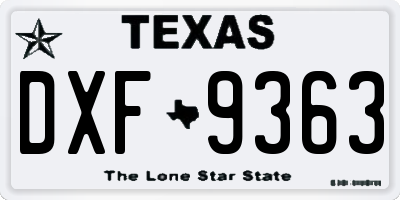 TX license plate DXF9363